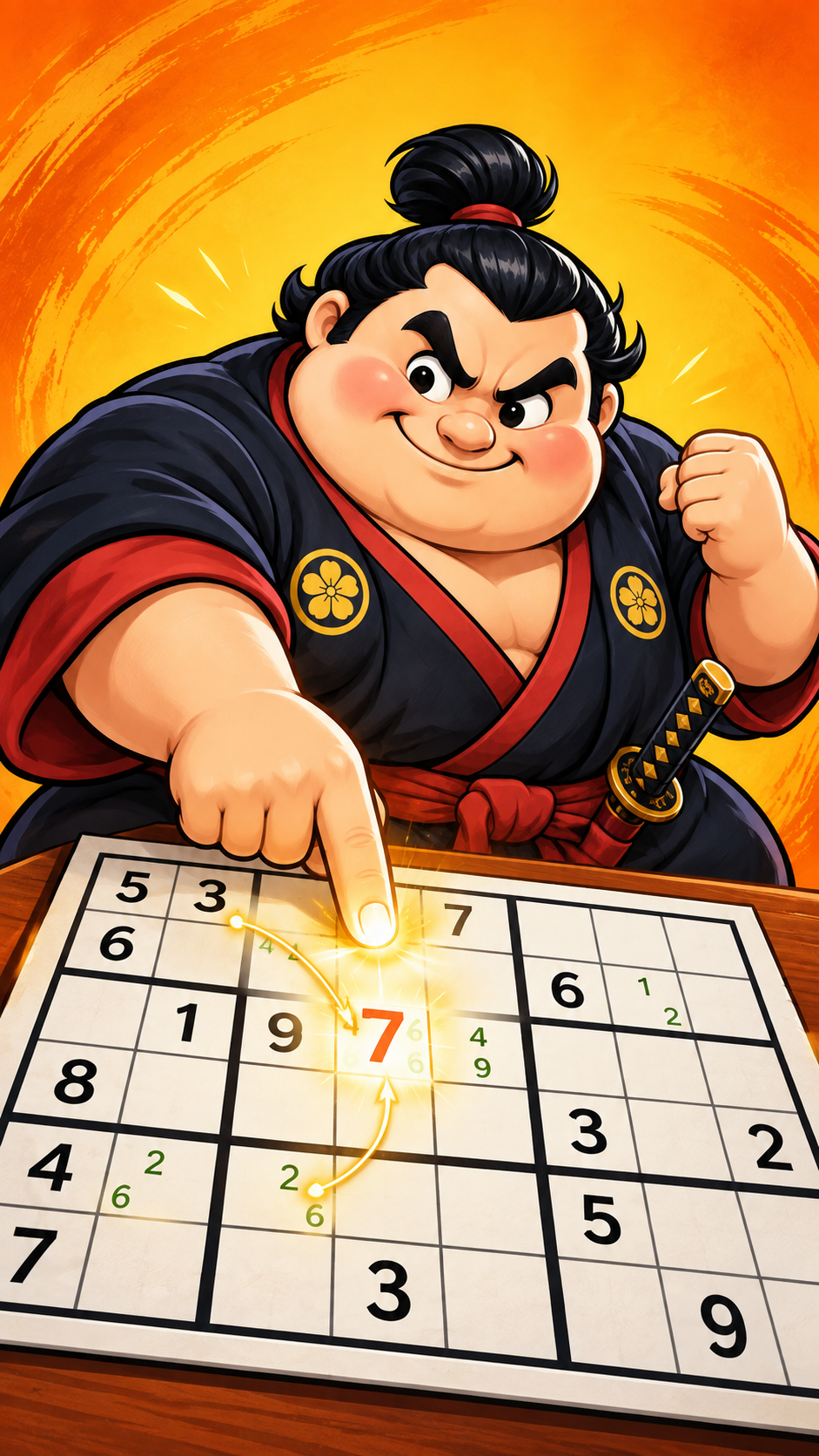 SudoFlash setzt einen leuchtenden logischen Hinweis in ein Sudoku